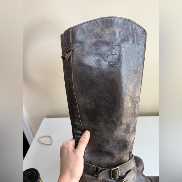 Hinge Distressed Devin Riding Boot Chocolate Brown Country Boho Cottagecore 9.5 - Picture 12 of 12